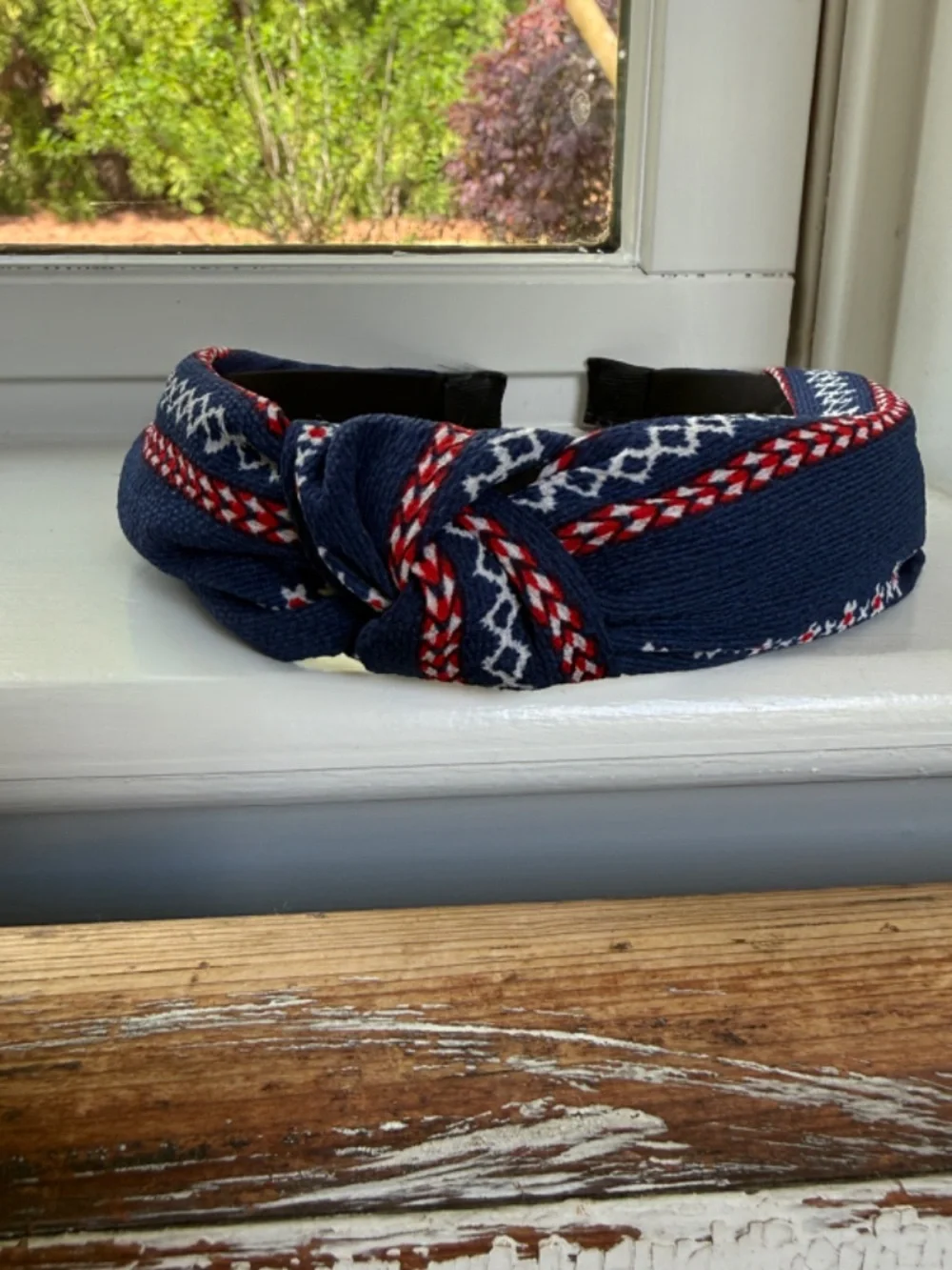 NWOT Anthropologie Red. White, and Blue Top Knot Headband - Picture 3 of 5